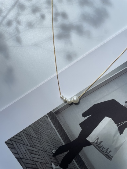 Brigitte Pearl Chain Necklace-The Black Bow-