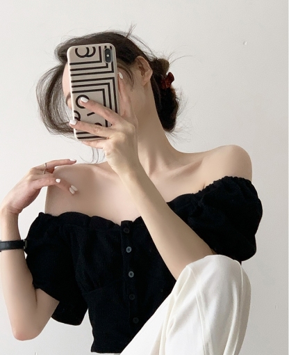 Mabry Off Shoulder Puff Sleeve Blouse-The Black Bow-