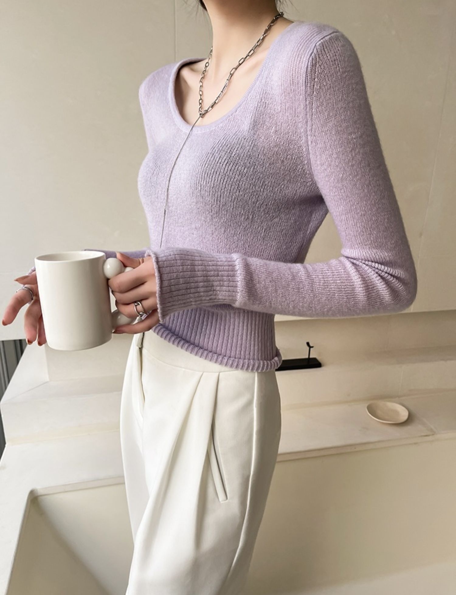 Irene Scoop Neck Long Sleeves Knit Top-The Black Bow-