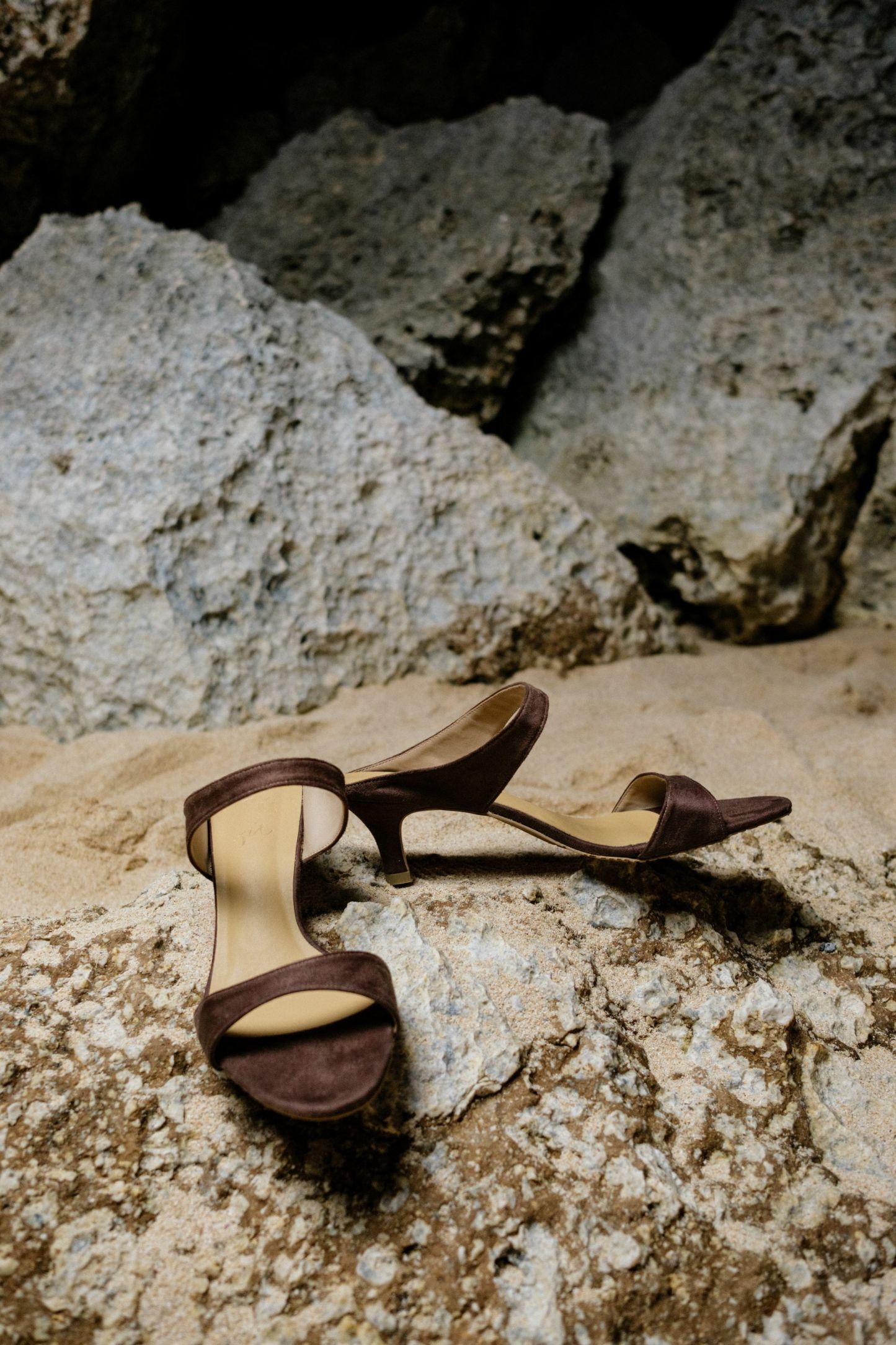 Sirène Velvety Strap Kitten Heels-Ash-The Black Bow-