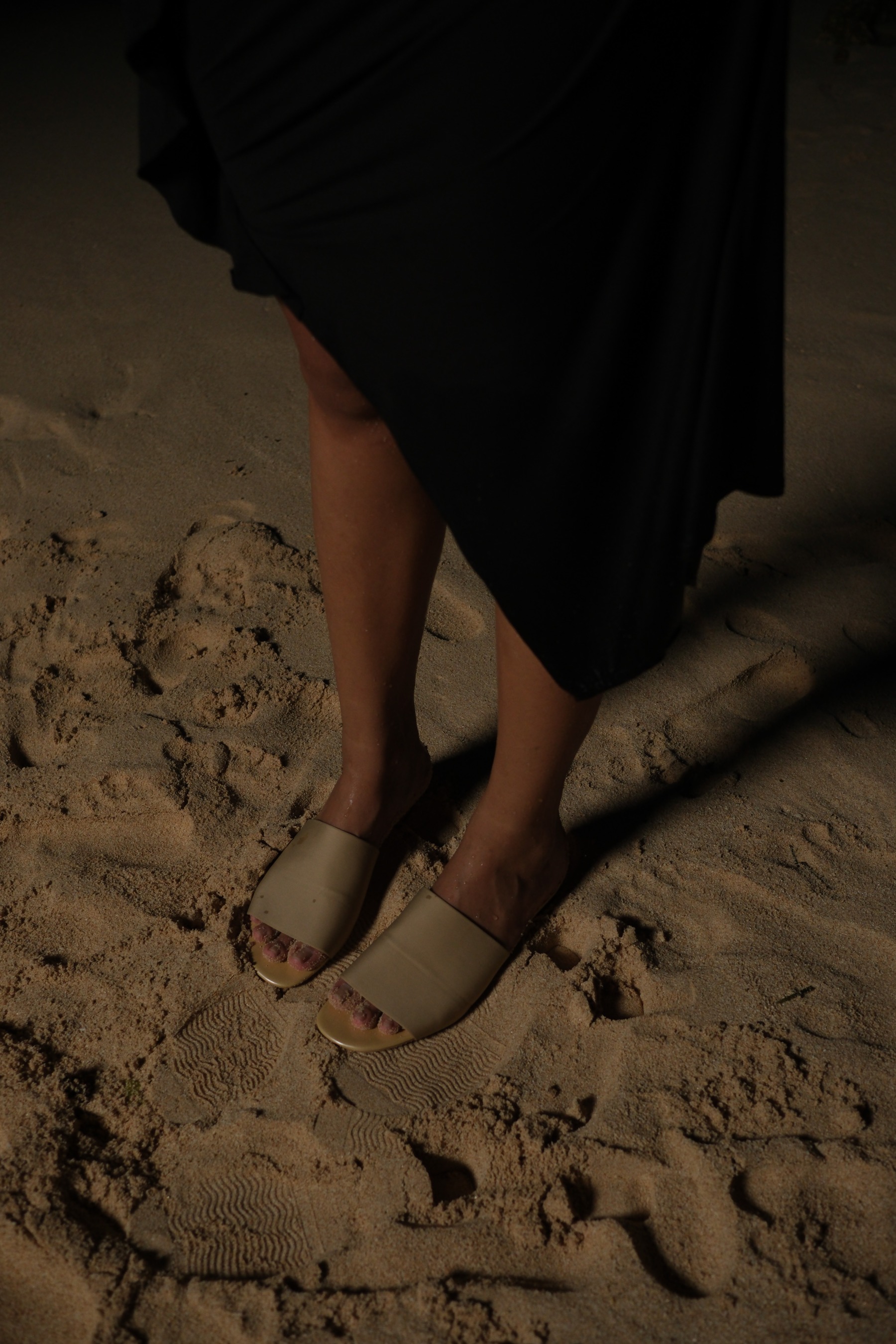 Doux Elastane Comfy Stretch Block Heel Sandals-Gold-The Black Bow-