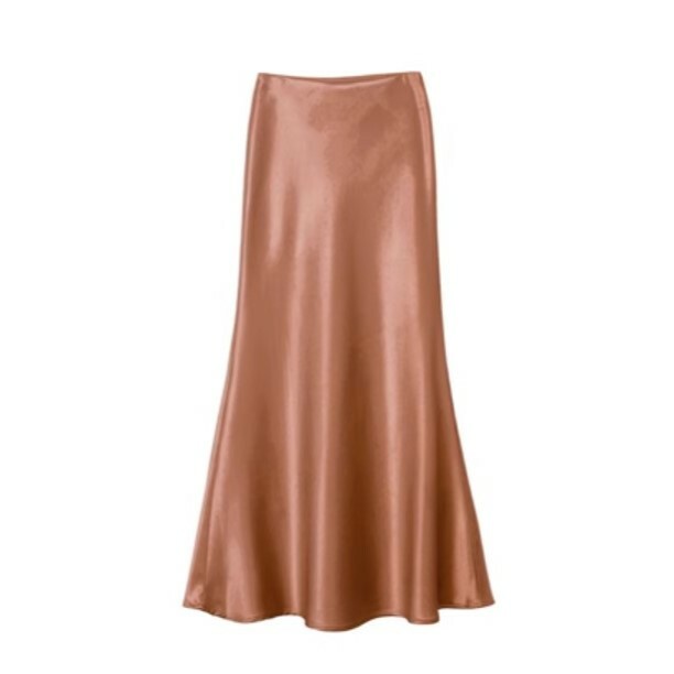 Qathy Bias Cutting Satin Skirt-Earth Collection (Discounted-S, M, L size)-The Black Bow-