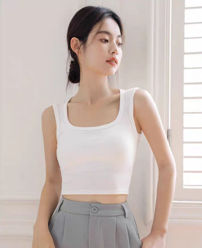 Deidre Bold Binding Padded Cropped Top-The Black Bow-