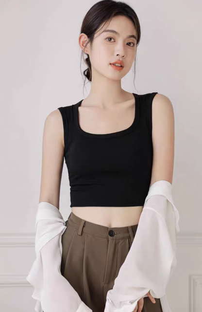 Deidre Bold Binding Padded Cropped Top-The Black Bow-