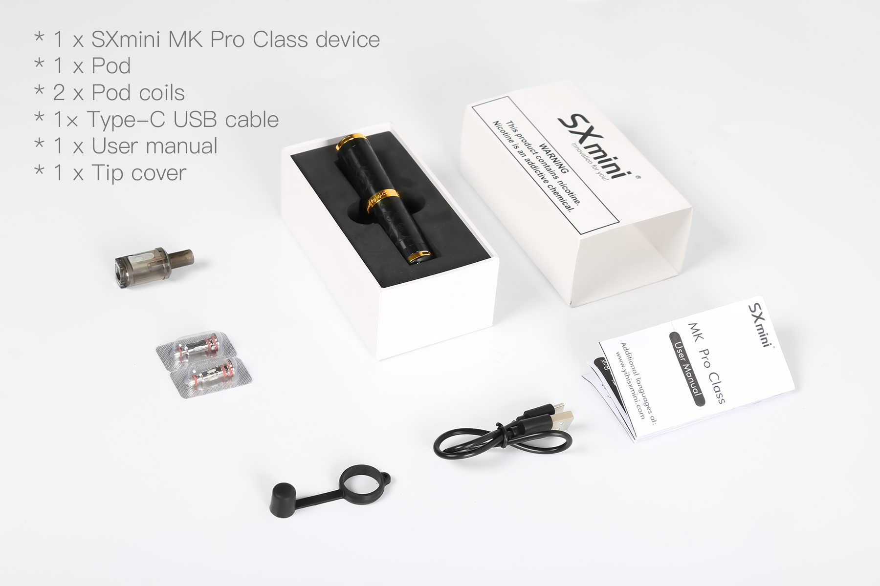 【小煙套裝】SXmini MK Pro Air Class高階(雕花) | 彈芯分離 防漏油 | 空倉2入 / 成品芯5入(0.8/1.0)