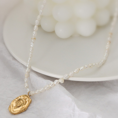 【有原价】商品5-All Fresh Water Pearls Vintage Style Pendant Necklace