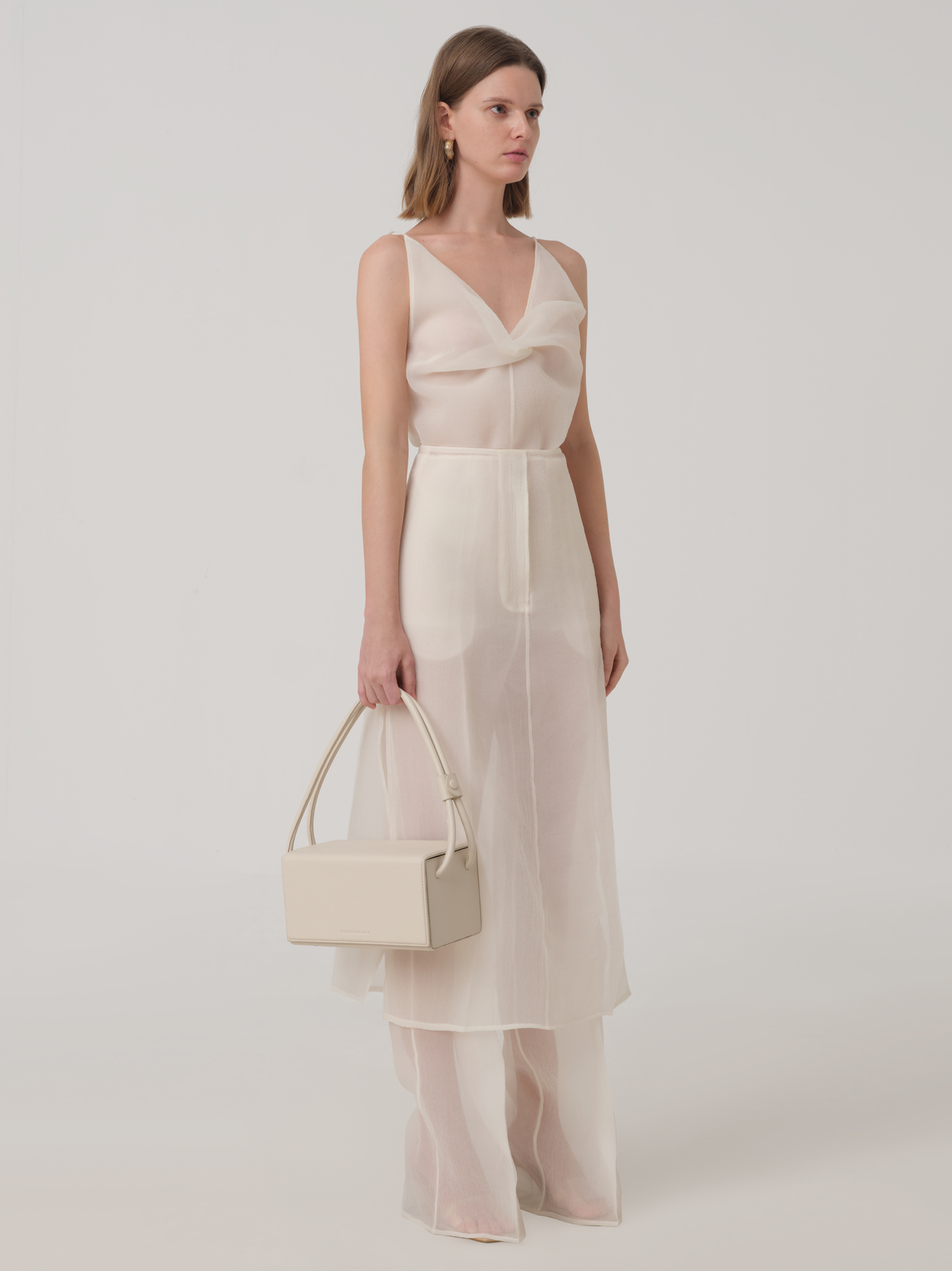 SPAGHETTI STRAP TWISTED ORGANZA BLOUSE