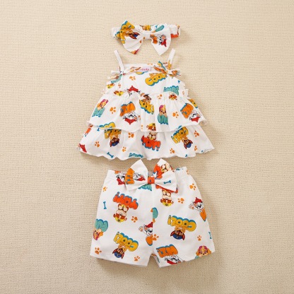 hibobi×PAW Patrol  Baby Girl Cute Print camisole top and shorts and Headband Wholesale