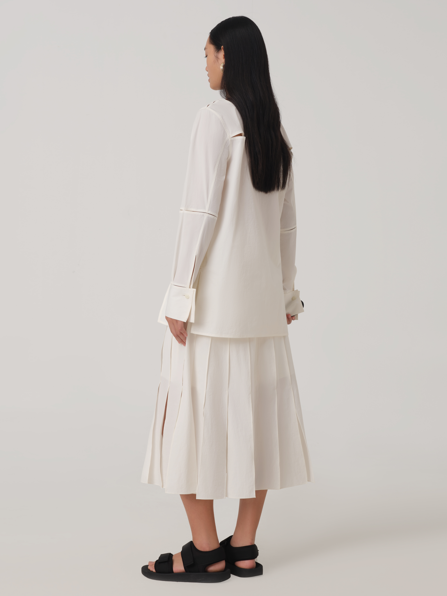 A-LINE PATCHED PANEL COTTON SKIRT