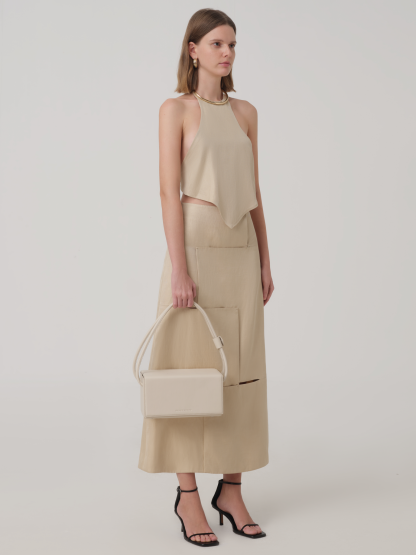 限时促销2-CUT-OUT LINEN MIDI SKIRT