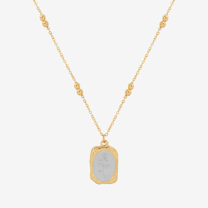 Rose Pattern Magic Mirror Pendant Necklace