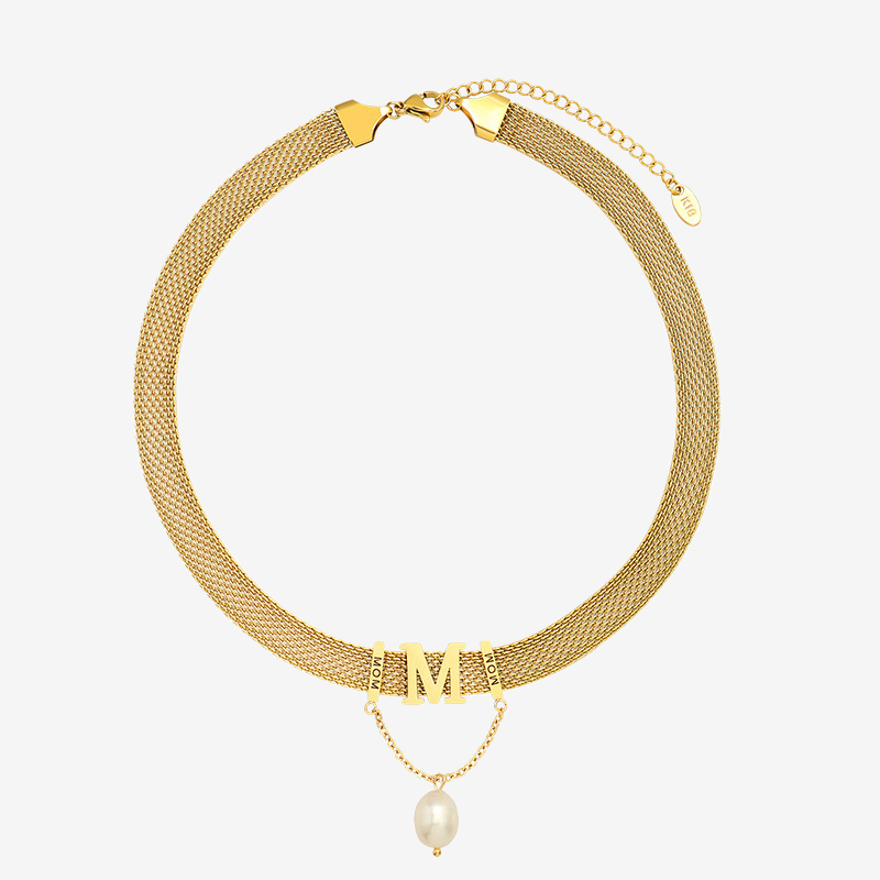 Watchband Chain "MOM" Choker & Bracelet Set