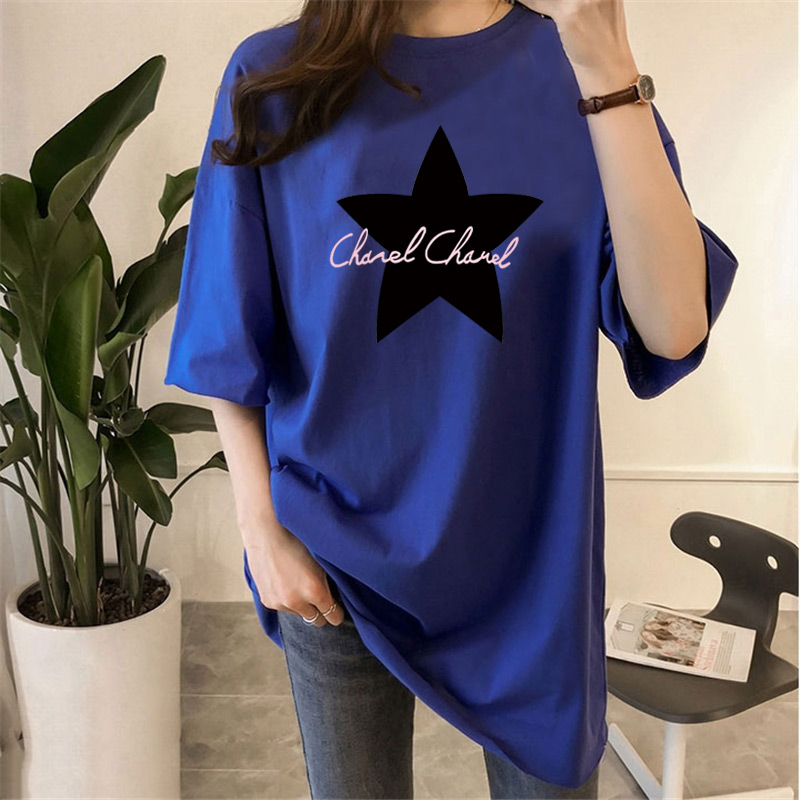 【全十色】中長款韓版寬鬆卡通印花短袖-Cicichill