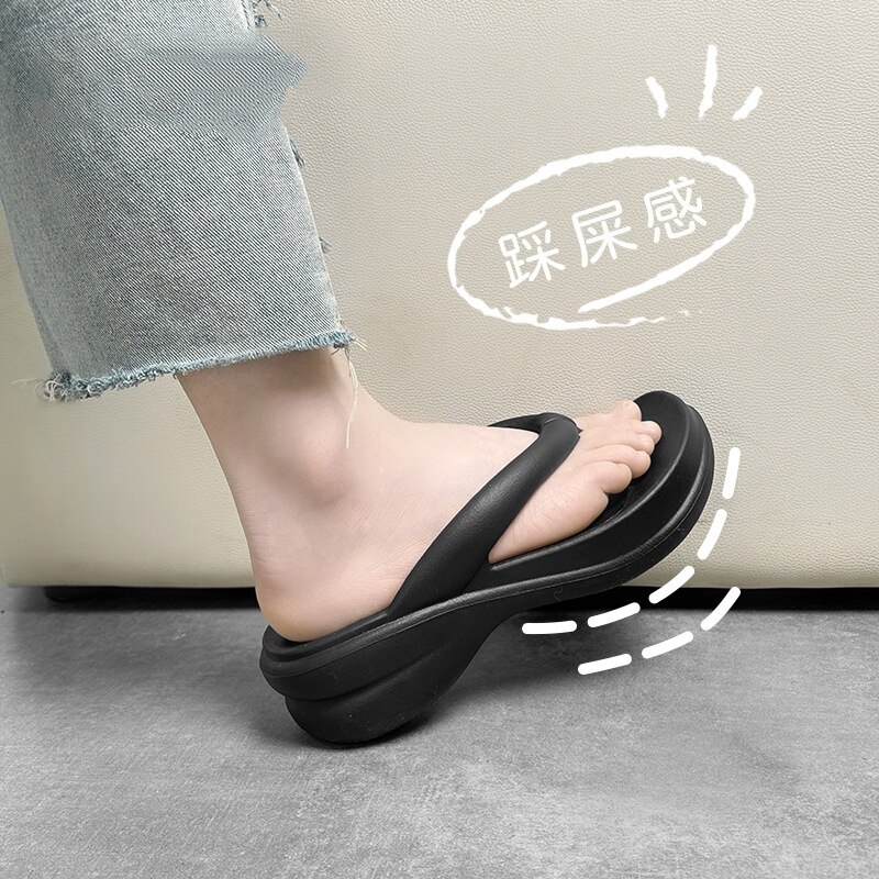 海邊厚底踩屎感沙灘夾腳人字拖增高涼拖鞋-Cicichill