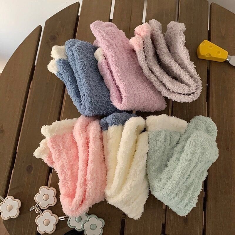 日系可愛加絨保暖睡眠襪地板襪珊瑚絨襪子-Cicichill