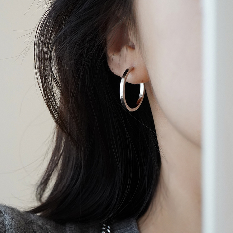法式高級感小眾設計感簡約百搭素圈耳環-Cicichill