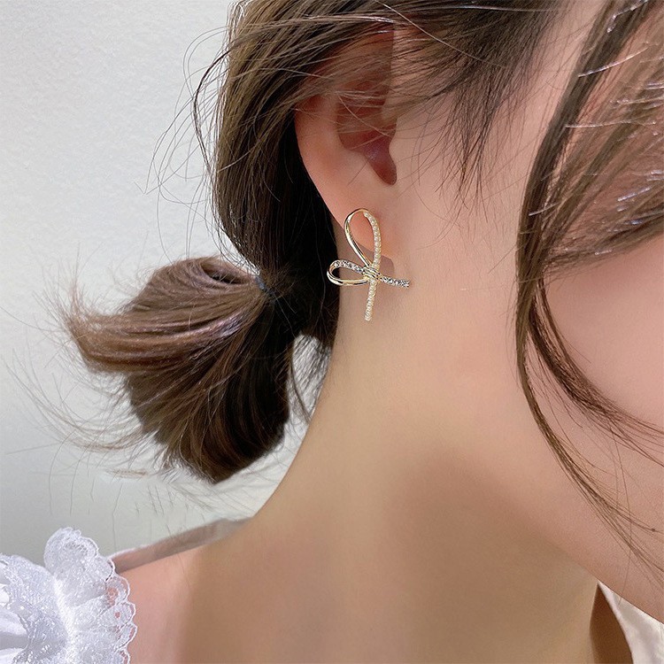 氣質甜美高級感百搭小眾時尚輕奢蝴蝶結耳釘