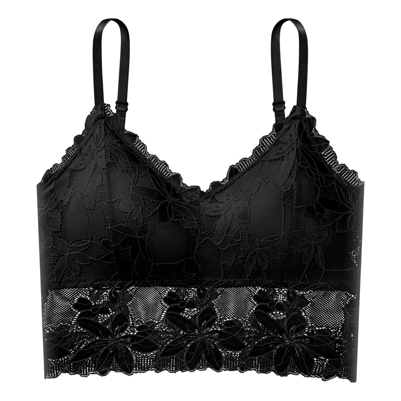 蕾絲防走光無鋼圈打底內搭帶胸墊美背內衣-Cicichill