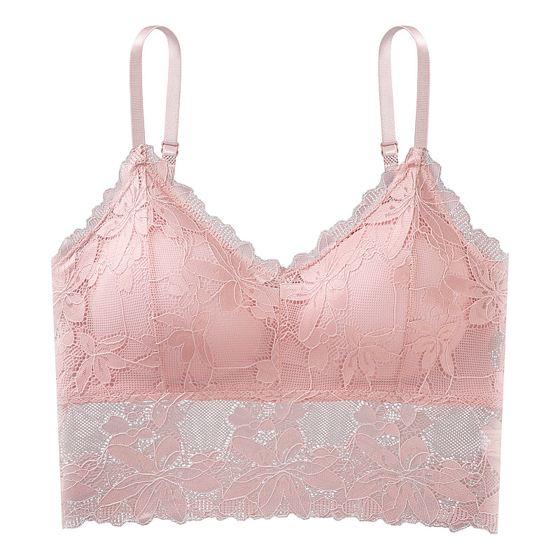 蕾絲防走光無鋼圈打底內搭帶胸墊美背內衣-Cicichill
