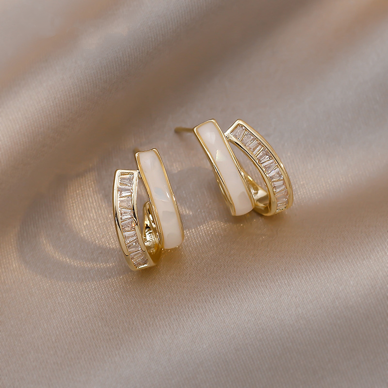 韓國簡約高級感氣質獨特雙層S925耳釘-Cicichill