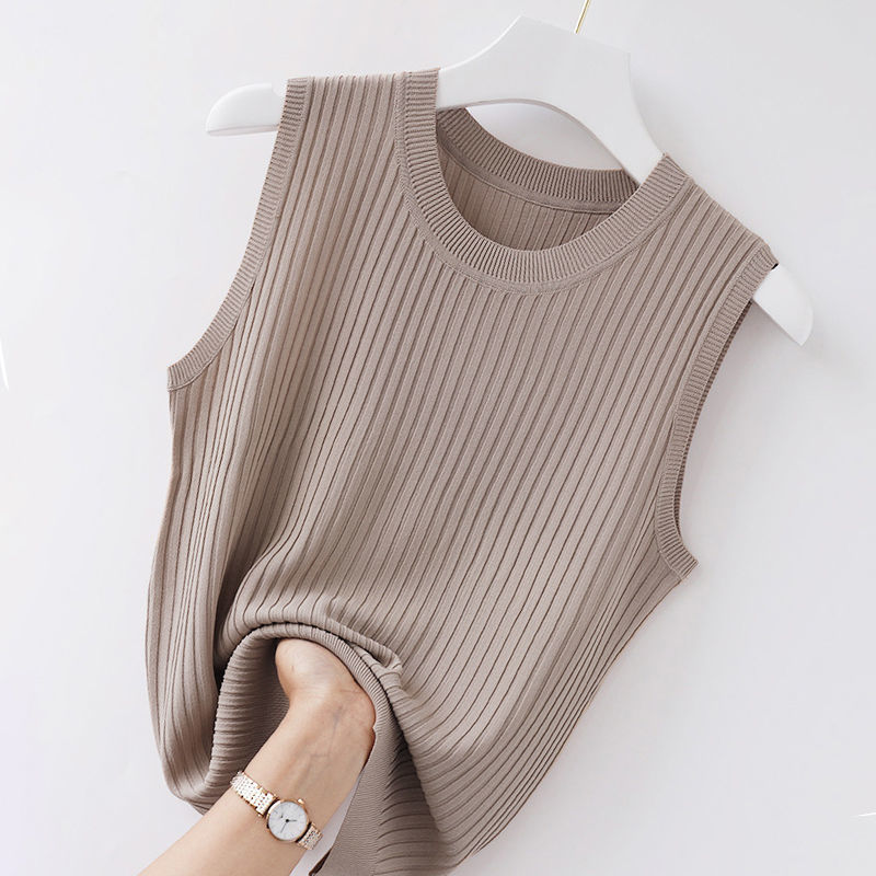 薄款涼爽透氣顯瘦百搭針織冰絲背心-Cicichill