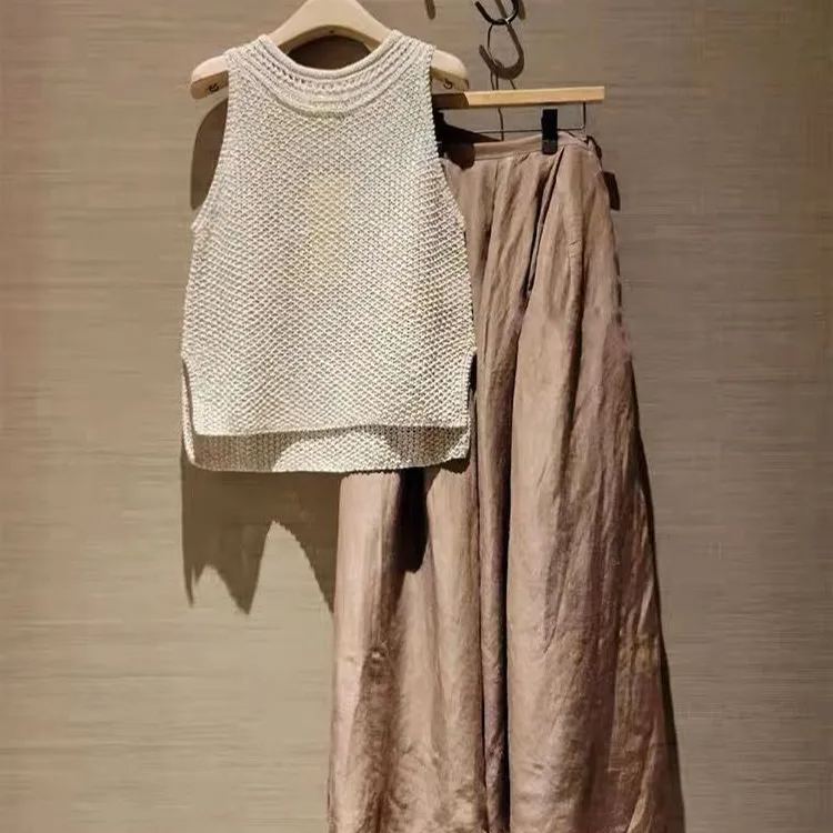 【可單賣】鹽系高級輕奢港味復古chic顯瘦上衣闊腿褲兩件套裝-Cicichill