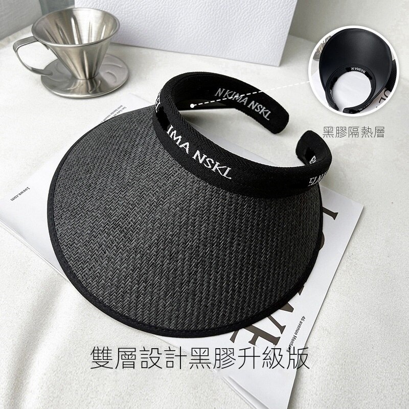 防曬大帽檐遮陽草帽透氣草編髮箍帽子