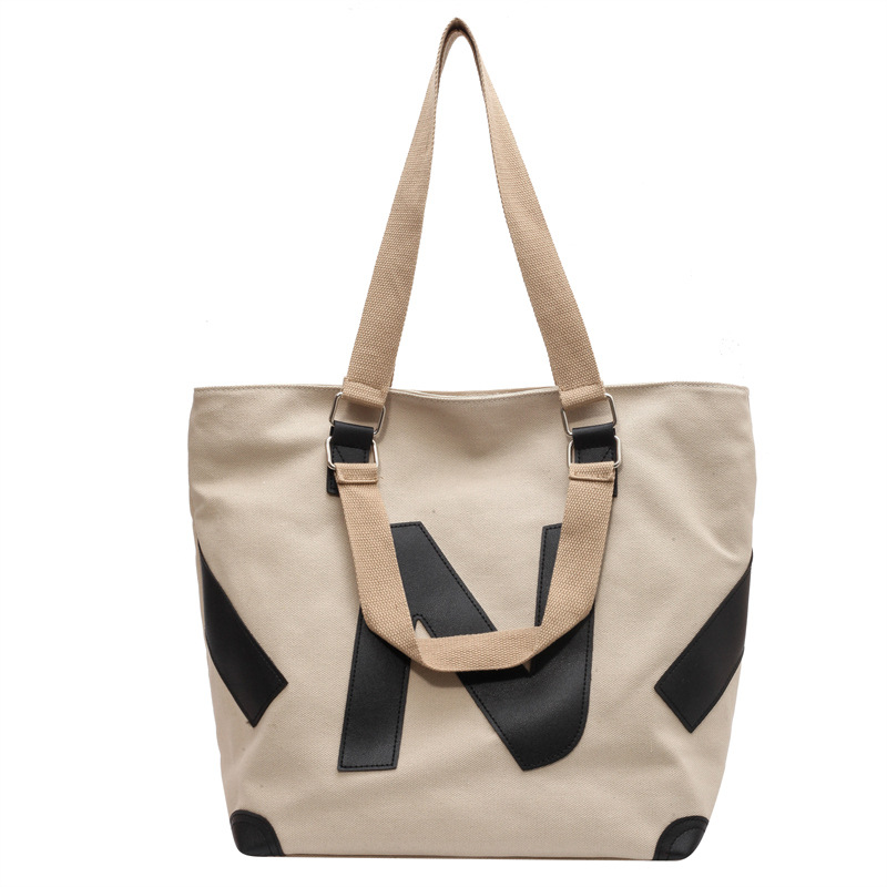 韓版質感厚實雙面壓花字母帆布手提袋-Cicichill