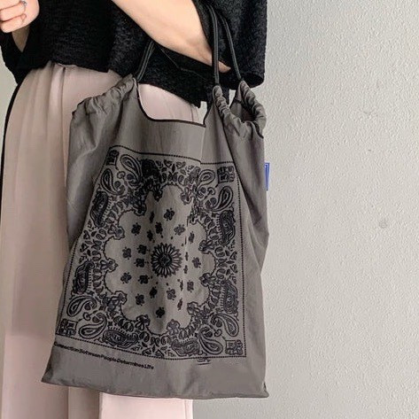 日系小眾腰果花刺繡購物袋尼龍環保袋時尚手提單肩包-Cicichill