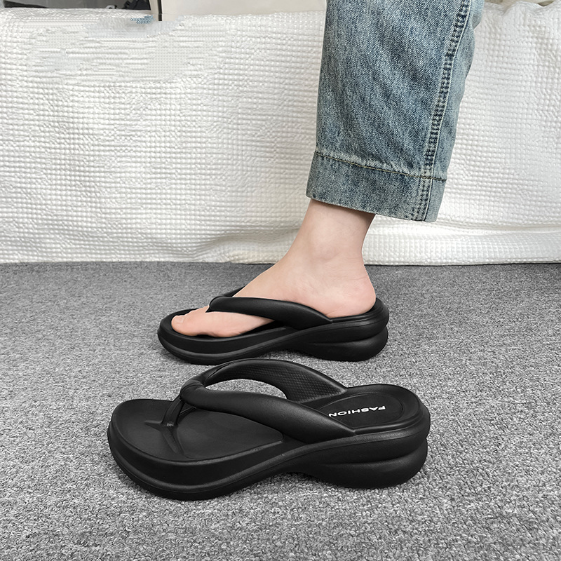 海邊厚底踩屎感沙灘夾腳人字拖增高涼拖鞋-Cicichill