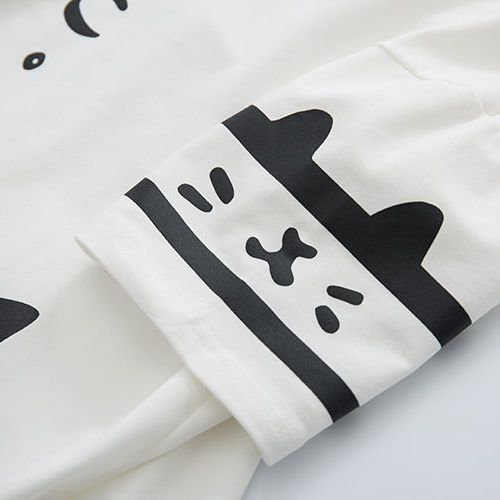 甜美減齡貓咪可愛設計感抽繩連帽短袖-Cicichill