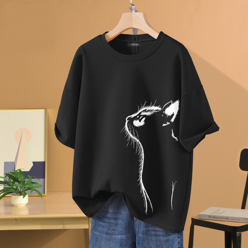 薄款時尚休閒百搭動物印花圓領透氣短袖t恤-Cicichill