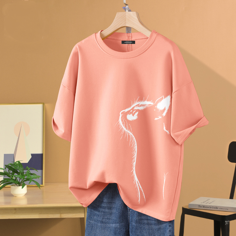 薄款時尚休閒百搭動物印花圓領透氣短袖t恤-Cicichill