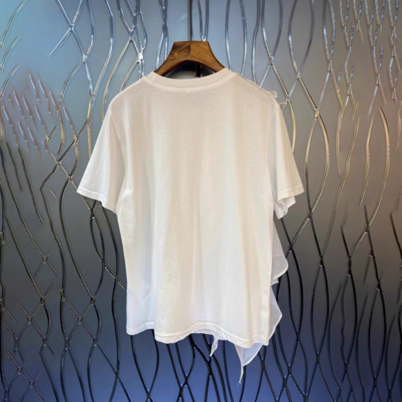 時尚潮流設計感網紗拼接荷葉邊寬鬆短袖-Cicichill