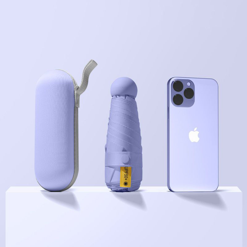 【送膠囊盒！】晴雨兩用小巧便攜防曬防紫外線迷你五折疊太陽傘