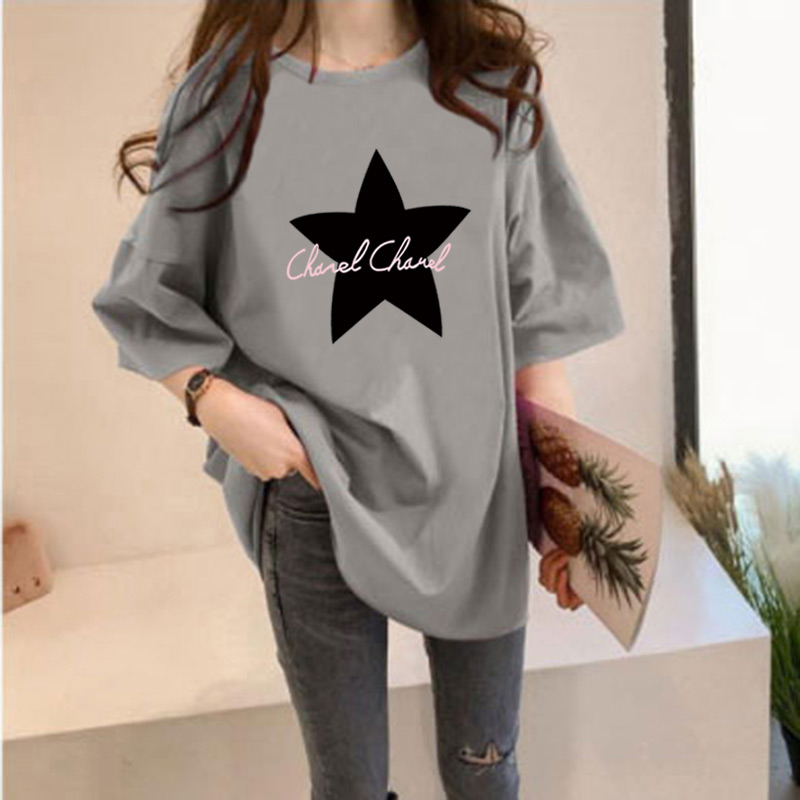 【全十色】中長款韓版寬鬆卡通印花短袖-Cicichill