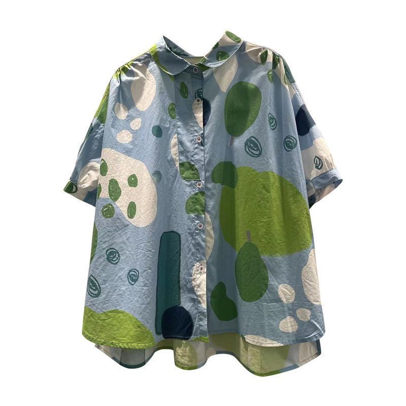 韓版印花休閒寬鬆輕薄棉短袖