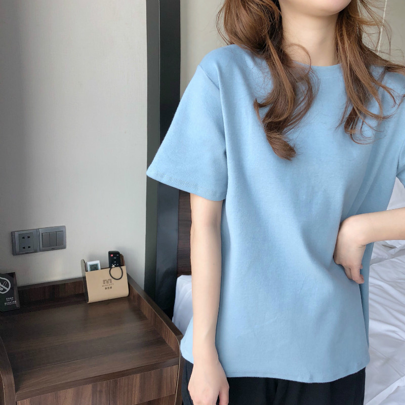 修身Ins韓版純色打底衫寬鬆多色修身短袖-Cicimode