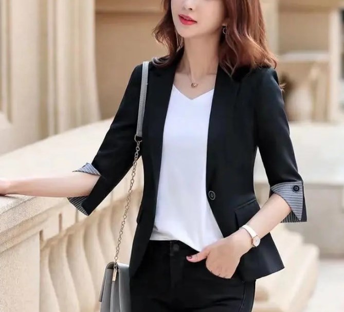 小西裝麻外套女新款韓版小個子七分袖薄款職業裝修身時尚西服開衫
