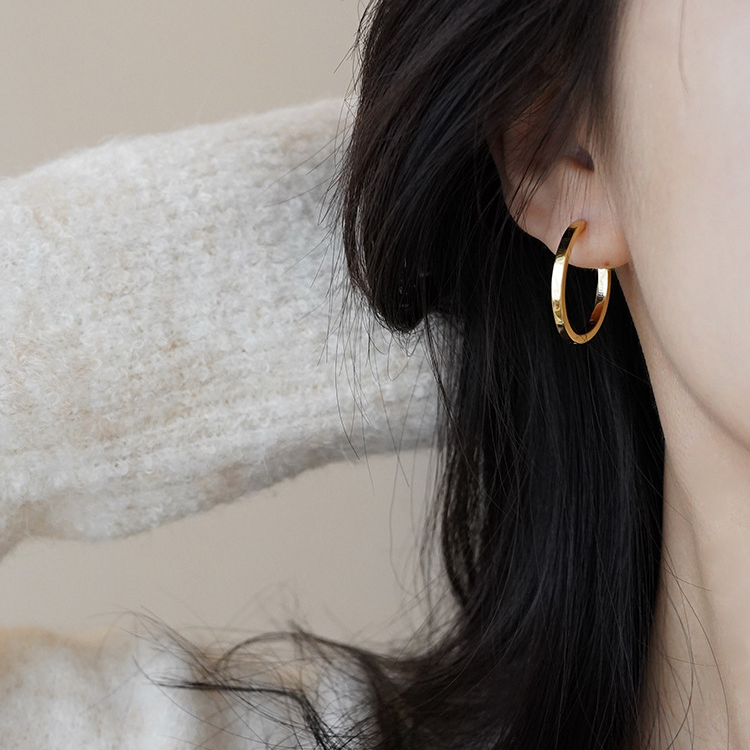 法式高級感小眾設計感簡約百搭素圈耳環-Cicichill