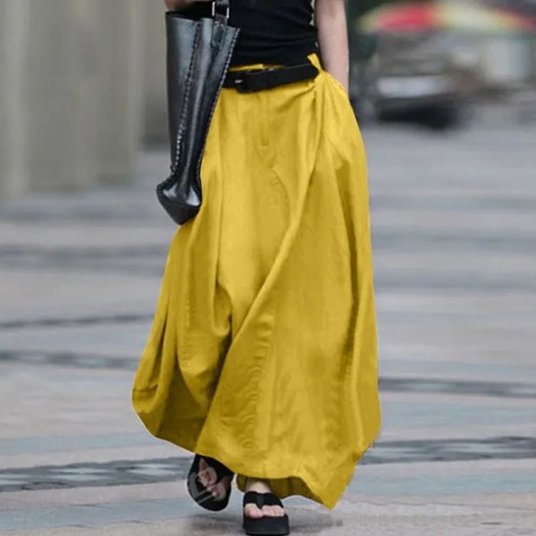 高腰顯瘦大碼大擺A字長款半身裙