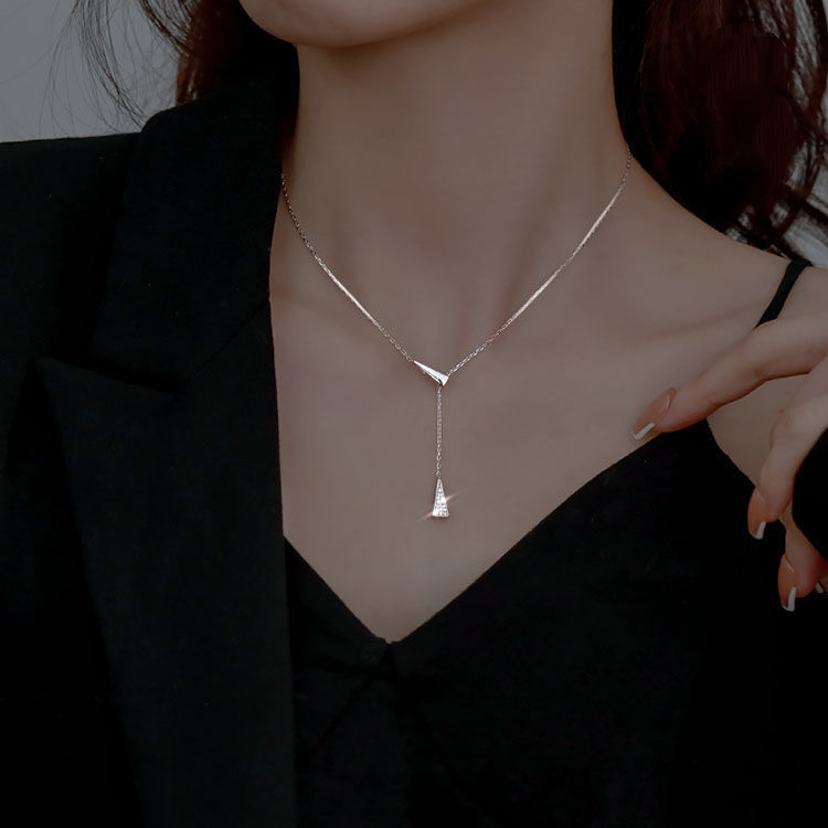 三角流蘇法式輕奢小眾設計高級幾何鎖骨項鍊-Cicichill