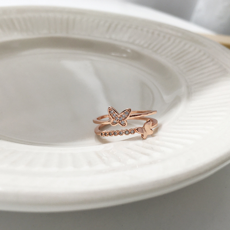 小眾設計銀微鑲排鑽食指戒韓國小眾設計日式輕奢指環-Cicichill