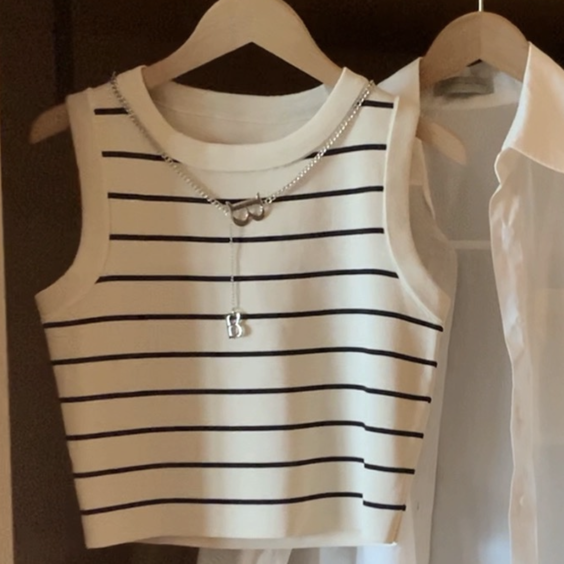 【單件/整套】休閒襯衫+針織背心+收腰闊腿褲三件套裝-Cicichill