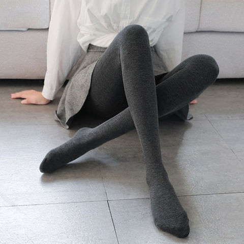 加絨加厚打底褲高腰外穿豎條螺紋顯瘦韓版保暖一體褲裝-Cicichill