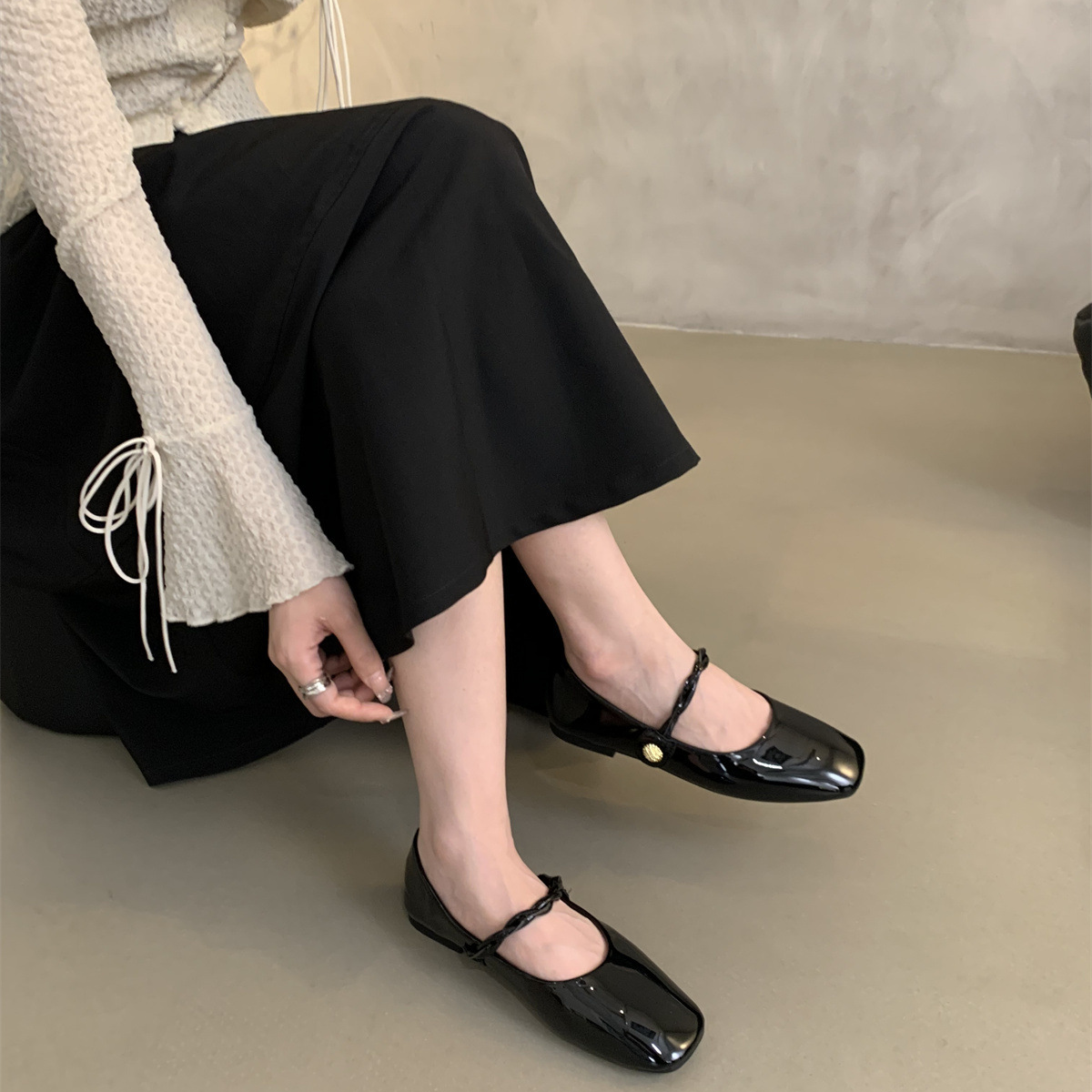 韓版復古溫柔仙女軟平底瑪麗珍圓頭淺口單鞋-Cicichill