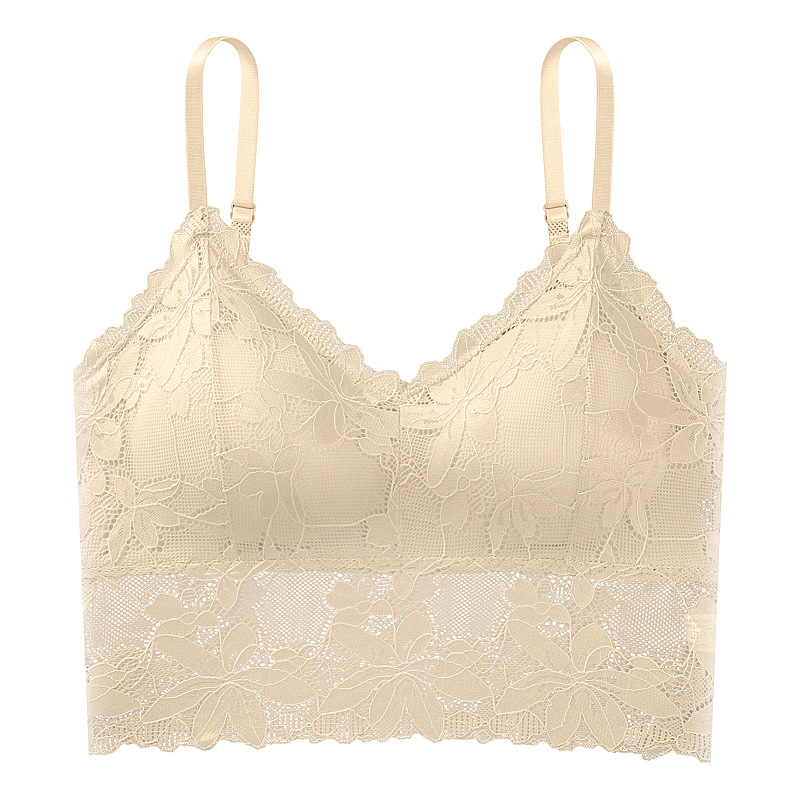 蕾絲防走光無鋼圈打底內搭帶胸墊美背內衣-Cicichill