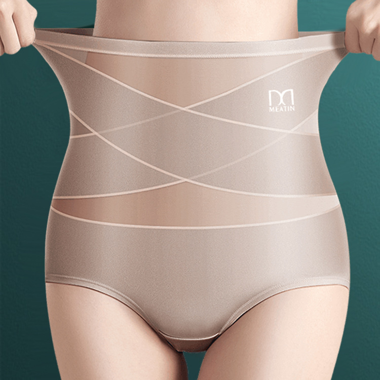 冰絲高腰提臀收腹性感透氣網紗交叉塑身褲束腹內褲-Cicichill