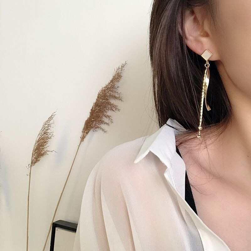 韓國高級感百搭氣質長款幾何流蘇小眾耳環