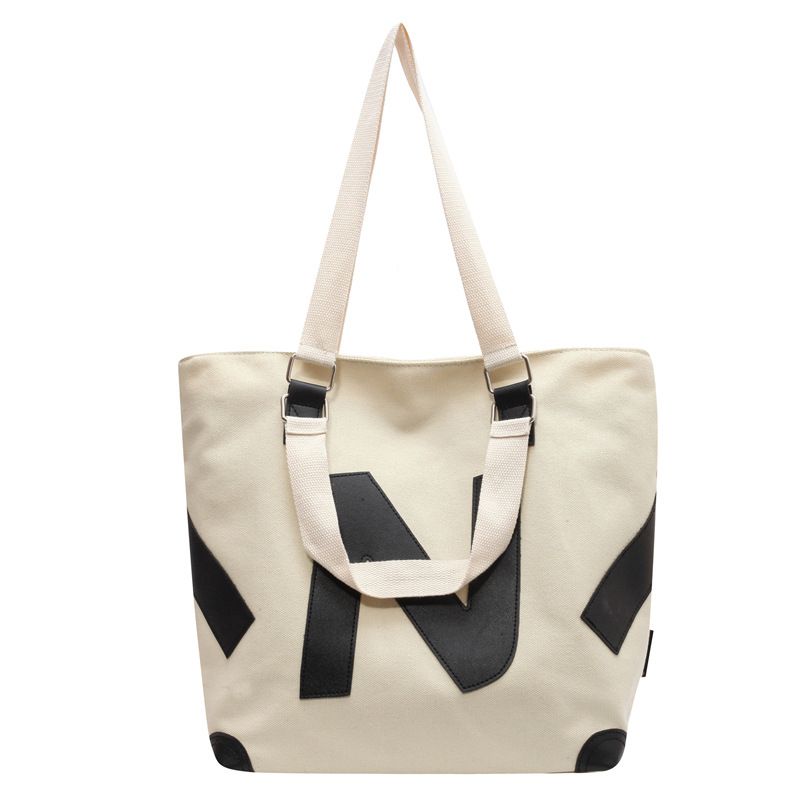 韓版質感厚實雙面壓花字母帆布手提袋-Cicichill